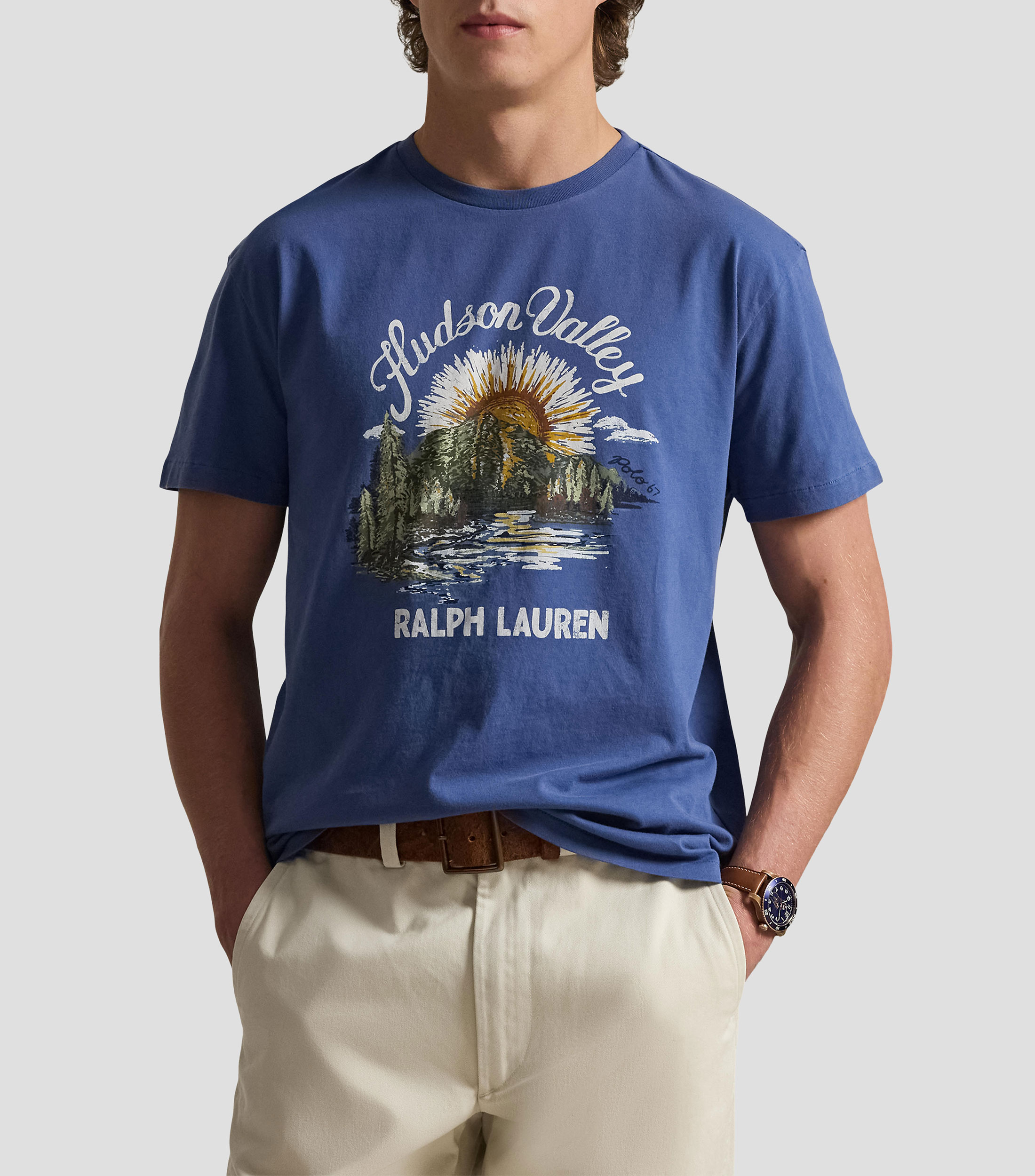 Playera cuello redondo manga corta estampada Hombre